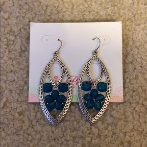 Silver and teal earrings